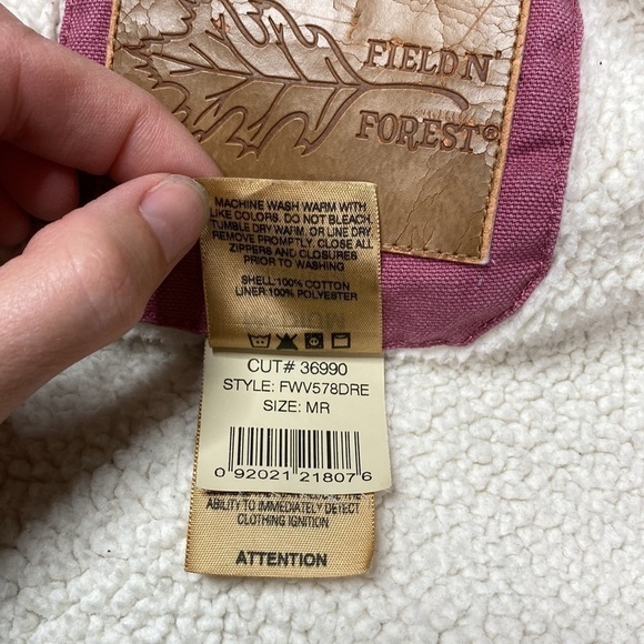 Field & Forest Pink Canvas Sherpa Lined Vest Size Medium - Picture 4 of 9